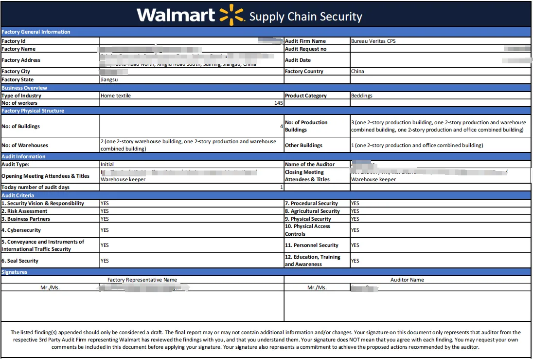 WALMART SUPPLY CHAIN SECURITY